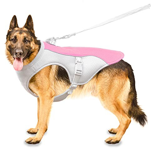 Hunde Kühlweste, Hunde Kühlmantel Fit Hundegeschirr, Einstellbare Kühlung Hund Jacke für kleine, mittlere und große Hunderassen, saugfähige & kühle Hundeweste für Sport heißes Wetter Sommer(XL-Rosa)