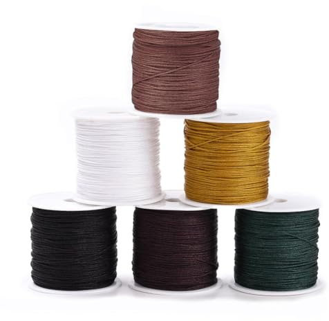 PandaHall 295 Yard/270 m Nylonschnur Für Armbänder, 6 Farben Chinesische Knotenschnur Schnur Perlenfaden Geflochtene Aufzugsschnur Für Schmuckherstellung Kumihimo-Verpackungszubehör DIY-Handwerk