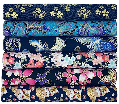 EDGEAM 6 Stück Baumwollstoff Patchwork Stoffe Nähstoffe 40 x 50 cm Bedruckte Baumwolle Stoffpaket zum Nähen für DIY Handwerk (Bunt C)