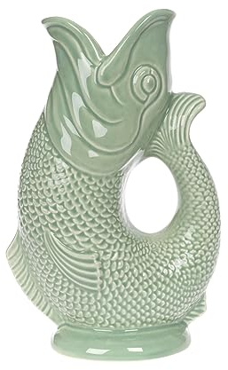 Iconique Vert Sauge Carafe Poisson Grand | 23 cm 750Ml Glug Jug | Design emblématique Vase Poisson | Disponible Dans Une Large Gamme De Couleurs Et En Deux Formats 1,4 L et 750 ml