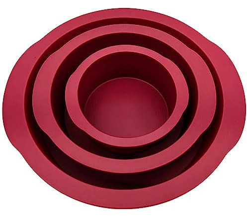 Nalchios Runde Kuchenformen-Set aus Silikon, 3-teilig, Weinrot, antihaftbeschichtet, flexibel, für Schichtkuchen, Käsekuchen, Schokoladenkuchen, 10,2 cm + 15,2 cm + 20,3 cm