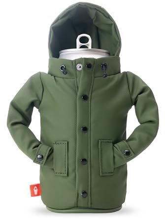 Puffin - The Raincoat Jacket - Insulated 12 oz Can Cooler I Beer Bottle & Soda Can Insulator, Keep Drinks and Beverages Cold - Olive Green
