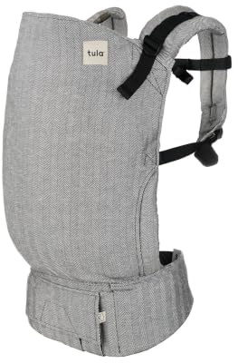 Tula Toddler Linen Babytrage für Kleinkinder, Ergonomische Kindertrage Bauchtrage Rückentrage, Ash