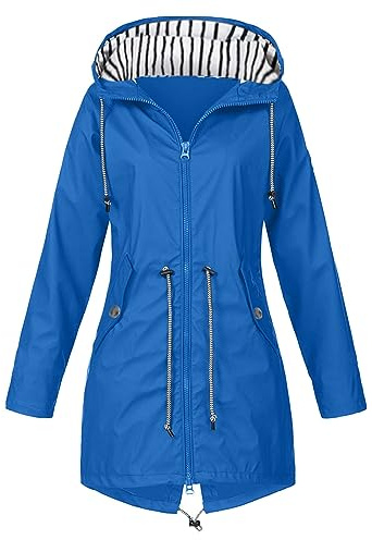 Sunnyuk Chubasquero Mujer Impermeable Casual Deporte Manga Larga Chaqueta Secado Rápido Cortavientos Con Capucha Ligera Plegable Talla Grande Chubasquero Mujer