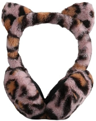 Reyox Damen Mädchen Plüsch Ohrenwärmer Faltbare Warme Earmuffs Winter Ohrenschützer Leopard 5