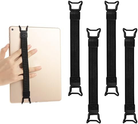 YAANBUNB 4 Stück Tablet Fingerhalter Griffhalter Schwarz - Halteband 20 * 3cm - Handschlaufe für iPads und Tablets - Halterung Handgriff