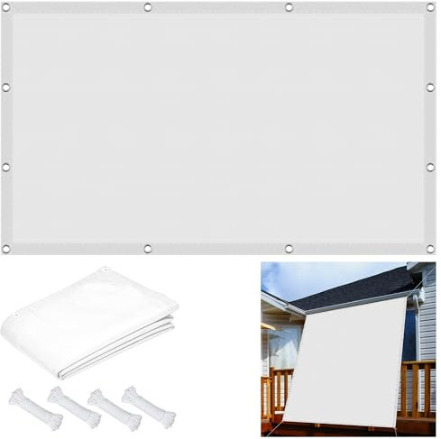 Voile d'ombrage Imperméable 300 x 500 cm Voile Solaire Voile de Parasol Imperméable en Polyester pour Jardin Terrasse Balcon, Blanc
