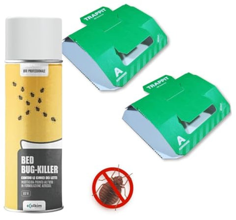 Kit disinfestazione cimici del letto Colkim Bed-Bug Killer Spray 500 ml + 2 Trappole collanti con attrattivo al ferormone