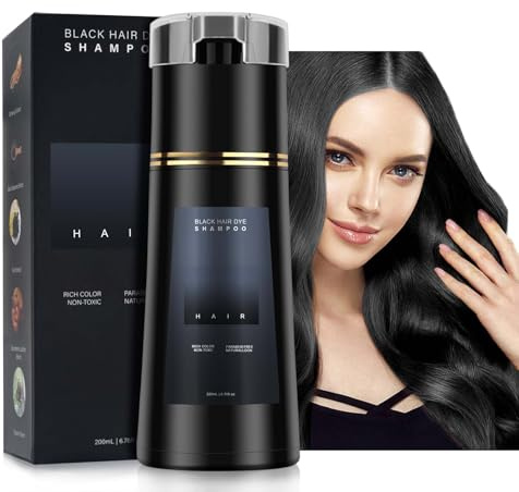 Nova Hair Dye schampo, 200 ml hårfärgningsschampo | Mild naturlig hårfärg schampo, hårinstant Dye schampo, omedelbar hårfärg schampo för män och kvinnor (svart)
