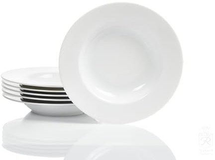 Heike Weiss Suppenteller 23cm rund, Set 6-teilig für 6 Personen, Porzellan | klassische runde Suppenteller in der etwas größeren Ausführung mit 23cm, formschöner und langlebiger Allrounder für jeden Tag