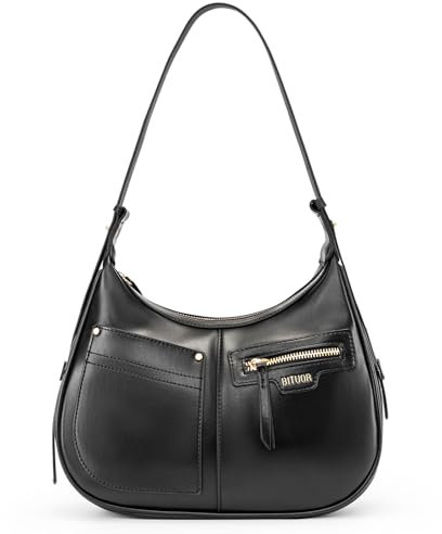 BITUOR Handtasche Damen Klein Umhängetasche Crossbody Bag for Women Kleine Handtaschen aus PU Leder Schultertasche mit Verstellbares Riemenm Handtaschen für Damen Mädchen (Schwarz)