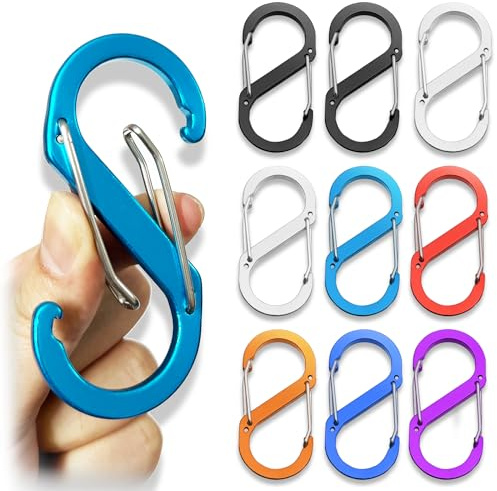 10 stycken S form karbinhake, Mini aluminiumlegering karbinhake, S form nyckelring, S karbinhake nyckelring, S Ring Karbinhake, för Hem, Ryggsäckar, Utomhus Vandring, Camping, Fiske, Resor, Nycklar.