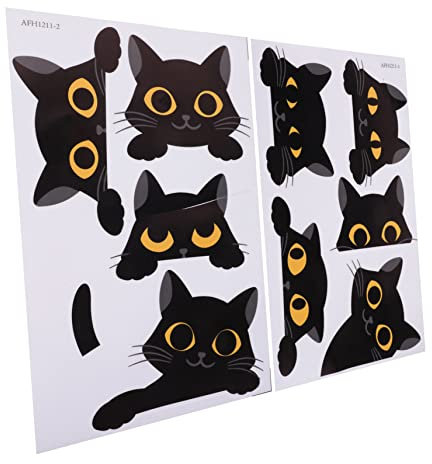 MOLUCKFU 2 Blätter Neun Katzen Wandaufkleber Aufkleber-dekore Abziehbilder Party-aufkleber Aufkleber Für Laptops Laptop-aufkleber Schwarze Aufkleber Steckdosenaufkleber Auslauf Pvc Black