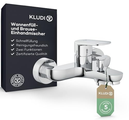 KLUDI-X1 Badewannenarmatur für 2 Verbraucher, Aufputz zur Wandmontage mit S-Anschlüssen, Wannenfüll- und Brause-Einhandmischer fürs Badezimmer, Mischbatterie in Chrom