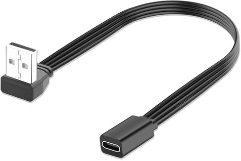 JSADZKJ Câble USB 2.0 vers USB-C Convertisseur d'angle 90 degrés USB 2.0 mâle vers USB Type C Femelle Câble Court USBA vers Type C pour PC, Ordinateur Portable 20CM (Angle Haut)