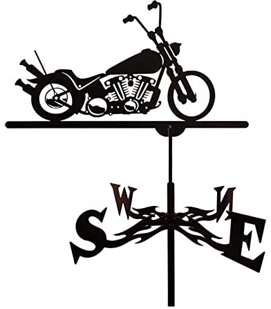 Wetterfahne aus Edelstahl, für Motorrad, Wetterfahne, Gartendekoration, Typ 4, Schwarz