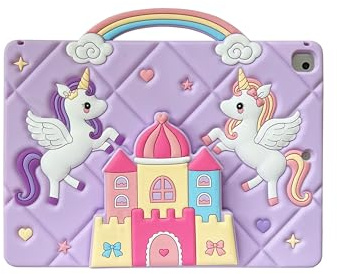 CasurvivePro Compatibile con iPad (2022) 10th 11/iPad (2025) 11 Gen Kids Tablet Case, Unicorn Castle Regali per Ragazze Giocattoli con Maniglia Stand e Tracolla