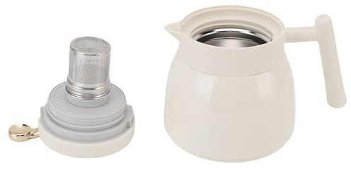 Pentola Isolata a Vuoto, Pentola Termica con Filtro da 880 Ml di Distributore di Brocca di Bevanda D'acqua, Display a Temperatura Meccanica (WHITE)