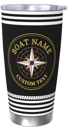 Personnalisé Nautique Océan Thème Bateau Capitaine Tumbler, Personnalisé Marin Voile Yacht Bateau Nom Tumbler Boussole Tasse De Café, Propriétaire De Bateau Nautique Bateau Voile Tasse Cadeaux