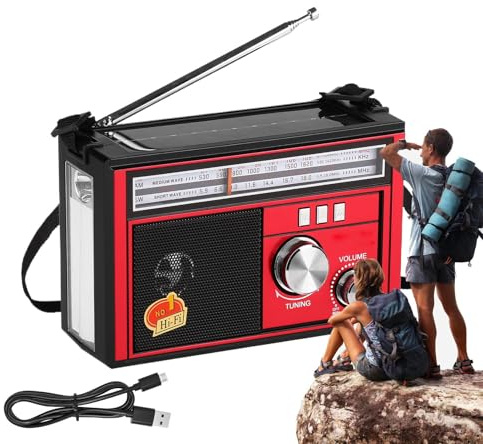 Radio Solaire Portable - Radio Météo NOAA 11200mAh (42Wh) pour Extérieur - avec Lampe Torche LED et Poignée, Équipement Étanche pour Camping Extérieur et Coupures de Courant