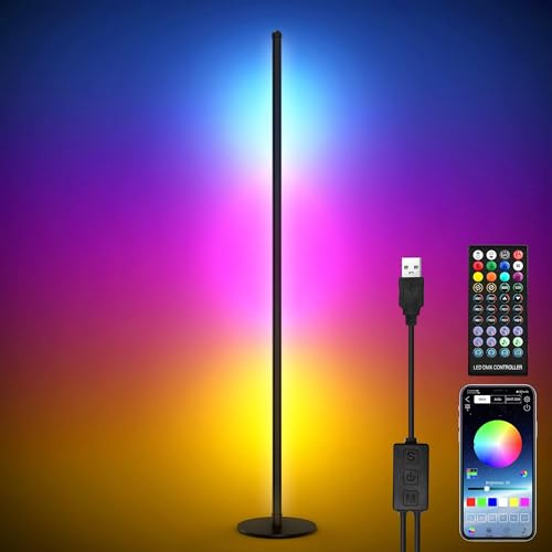 LED Corner Floor Lamp, 156cm Tall RGB Floor Lamp 16 Million Colors Smart Corner Light with App and Remote Control, Ambience Light with Music Sync for Bedroom Living Room Gaming Room