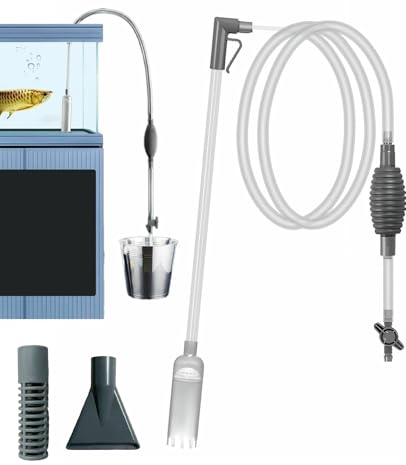 ALONK Mulmsauger Aquarium, 4 in 1 2025 Upgrade Siphon Aquarium Sauger, Mulmglocke Aquarium 2,6m für Wasserfilterung Sandreinigung Algenkratzen Kotabsorbieren