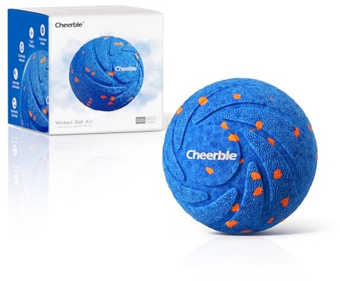 Cheerble Smart Interactive Dog Toys - Wicked Ball AIR, Automatic Moving Bouncing & Rotating Dog Ball with E-TPU Material, IPX7, USB-C Rechargeable, Active Rolling Balls for Medium-Large Dogs - Blue