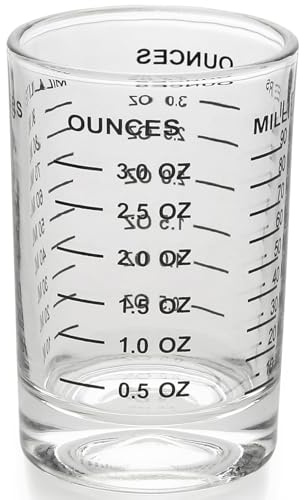 Taza medidora de vaso de chupito, taza medidora pequeña transparente de 0, 09 l/3 oz con escalas dobles y vidrio de fondo grueso para café, hornear, jugo, licor, uso doméstico