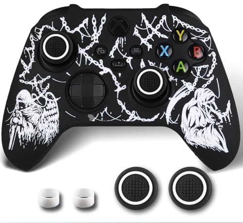 9CDeer Non-Slip Silicone Cover for Xbox Series X/S Controller with Thumbstick Caps x 2 & Sticker x 1 Michael & Reaper