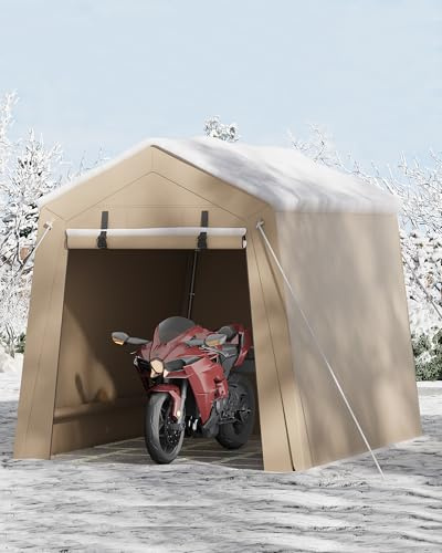 Portable Storage Shed with Dual Zipper Doors, Heavy Duty Outdoor Shelter with Ventilation, 1.5 Galvanized Steel Frame, Waterproof UV-Resistant PE Cover for Motorcycle, Bike, ATV, Garden Tools