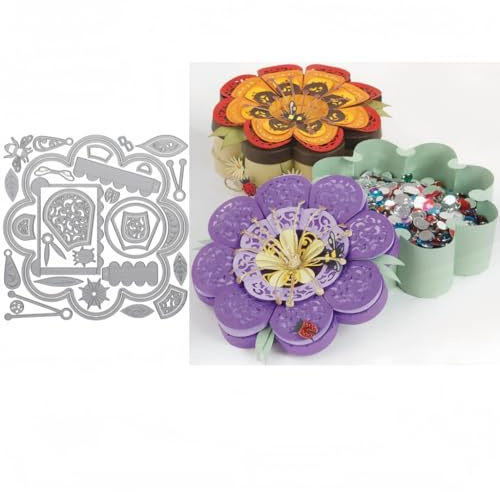 Sredwtk Blumen Blüten Box Stanzschablonen Schachteln Stanzschablonen Boxen Metall Prägeschablonen Stanzmaschine Stanzformen Schablonen für DIY 3D Keksbox Süßigkeitenbox