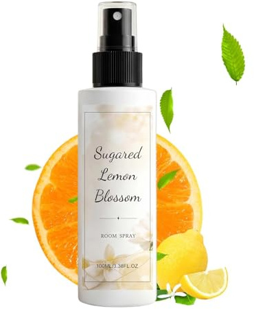 Room Freshener Spray - 5.63 Inch Lemon Blossom Indoor Spray 100ml | Natural Fresh Long Lasting Fragrance | Air Cleansing Daily Home Odor Removal Freshener. 123g, 3 Year Shelf.