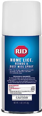 Rid Home Lice Bed Bug Dust Mite Spray Home Treatment Spray with Permethrin Kills Lice and Lice Eggs on Mattresses Furniture Car Interiors and Other Nonwashable Items Spray Can, 5 Ounce