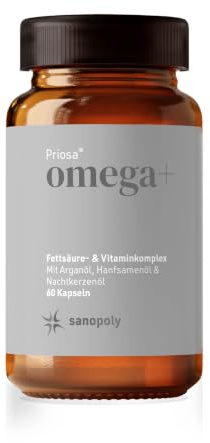 Sanopoly Priosa® omega+ 60 Kapseln I Omega-3 & Omega-6-Komplex | aus Lein-, Algen- & weiteren Pflanzenölen I plus Vitamin A, D, E & K2 I Vegan