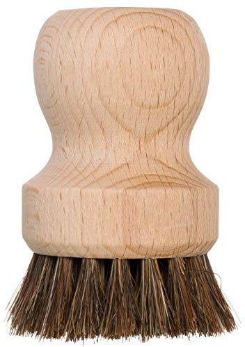 Mnixy Bamboo Palm Brush 5.5 cm Vegetable Scrubber Brush Beech Wood and Horsehair for Dish Pots Pans Kitchen Sink Cleaning Potato Veggie Mushroom Fruits