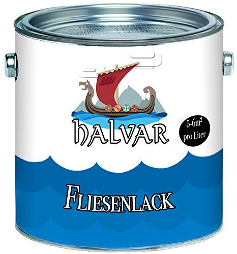 Halvar skandinavischer 2-K Fliesenlack glänzend weiß grau schwarz ALLE RAL - hochdeckender zwei Komponenten-Fliesenlack (2,5 L, Weiß)