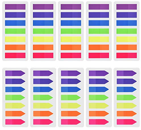 10 Set 7 Farbe 1400 Stück Farbige Haftmarker Film Index Flaggen Pfeil Tabs für Seitenmarkierung