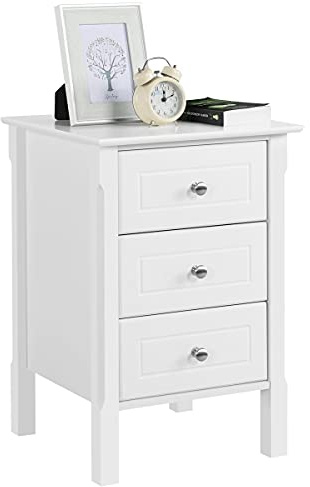 Yaheetech Bedside Table, 3-Drawer Nightstand with Smooth Spray-Painted Finish, MDF Storage Cabinet for Bedroom, Living Room and Hallway, 40 x 40 x 60 cm, White, 1 Piece