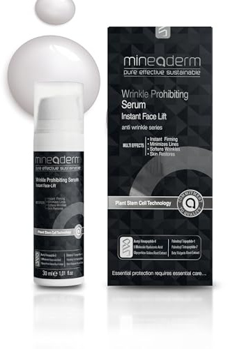 Mineaderm Anti-Falten Serum mit Peptiden, 5-fach Hyaluronsäure & Vitamin E – Straffendes & Feuchtigkeitsspendendes Anti-Aging Serum für Gesicht, Hals & Dekolleté – 30ml