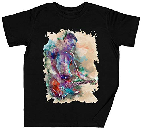 Gitarr pojke svart barn pojkar flickor t-shirt unisex grå barn pojkar flickor t-shirt, svart, 12-13 År