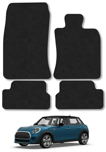 Mini Cooper (2006-2014) [R56] Car Mats Accessories Tailored Fit Carpet Floor Mats Non Slip Black Trim Full Coverage Compatible Accessory Front Rear Set Anti Slip Granulated Backing Hand-Finished