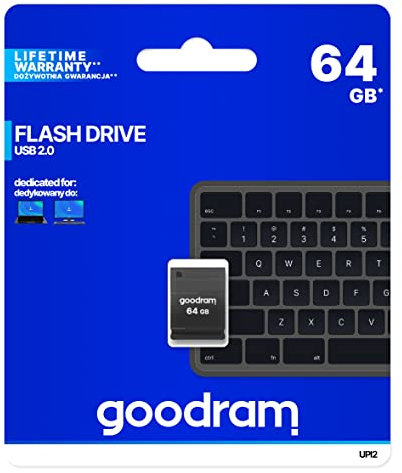 Goodram - USB Flash Drive UPI2 - Mini Memoria USB 2.0 64 GB - Compacta, Resistente a Golpes y al Agua - Ideal para Coche y Viajes - Tecnología COB - Tamaño Práctico Aprox. 2 cm