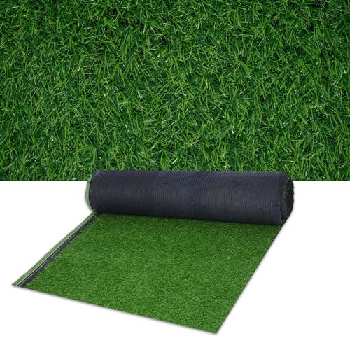 Nisorpa Kunstrasen 10x1m, Rasenteppich Outdoor 30 mm Höhe, Kunstrasenteppich Meterware Wasserdurchlässiger Kunstrasen Rolle Outdoor, Kunststoffrasen für Terrasse Balkon, Grün