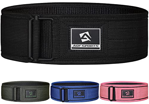 AQF Tyngdlyftningsbälte, 10.2cm Automatiskt Lås Nylon Viktlyftbälten För Funktionell Träning Kroppsbyggande, Kraftlyft, Dödlyft, Knäböj Tyngdlyftningsträning Bälte, Lyftstöd Män Kvinnor (S, Svart)