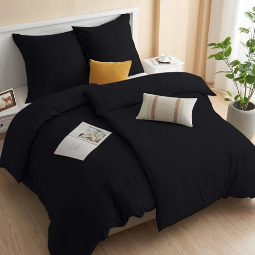 ohano Juego de ropa de cama de 135 x 200 cm, 4 piezas, juego de 2 fundas de edredón con 2 fundas de almohada de 80 x 80 cm, suave y no necesita planchado, juego de ropa de cama de microfibra con