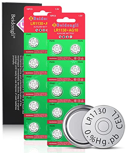 Lot de 20 Piles Bouton LR1130 AG10 1131 189 1,5 V LR54