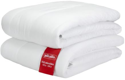 PIKOLIN - Piumino 4 Stagioni in Microfibra 150g + 300g | 200x200 cm | Antiallergenico, Lavabile | Imbottitura Nordica Leggera e Calda | Comfort Tutto l'Anno, Certificato OEKO-TEX | per Letto 160 cm