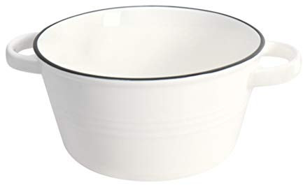JMorCO Porcelain Soup Bowls with Handles, Set of 2, 950 ml Ceramic Crocks for French Onion Soup, Cereal, Oatmeal or Chili, Stackable Bowls