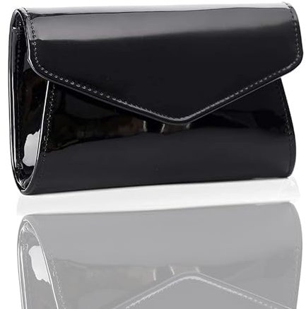 MUDUO Borsa da sera da donna, in pelle verniciata lucida, per feste nuziali, cocktail e balli studenteschi, nero, Small