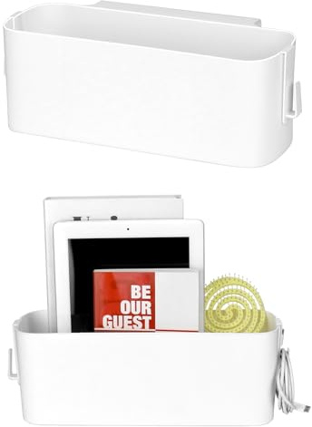 QWORK® 2 Stück Bett Organizer zum Einhängen mit Abnehmbaren Haken, Regal Zum Einhängen, für Bücher, Telefone, Zubehör